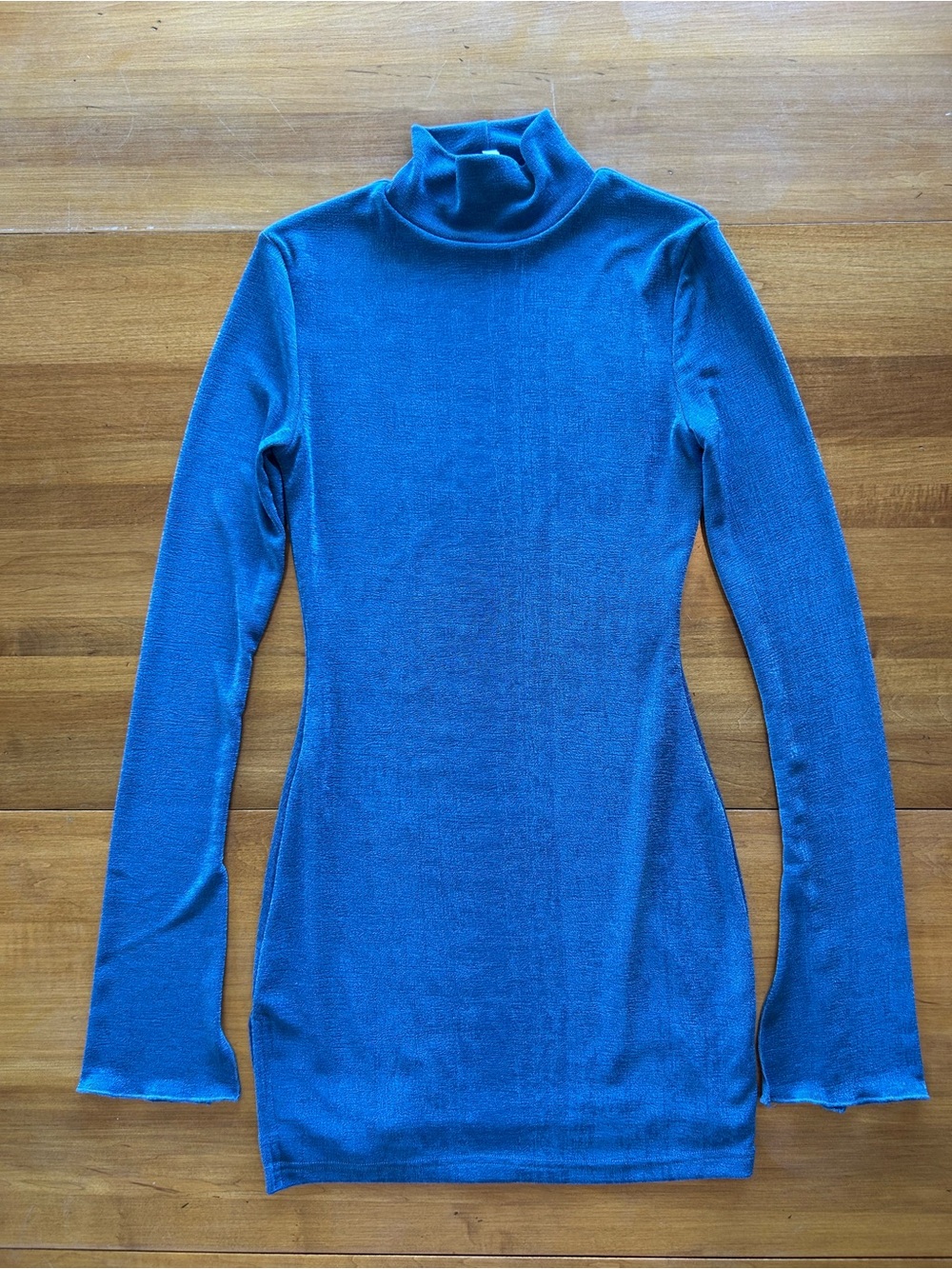 NWOT Women's Dusty Blue Mockneck Mini Dress